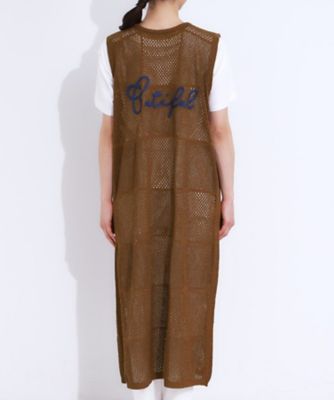 モヘアパッチワークニットワンピース 前後2WAY】リネンライクブークレ パッチワーク風ニット