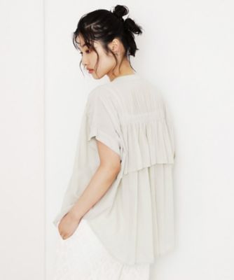 ＜THE SHOP TK (Women)＞麻調シアーフリルギャザーブラウス【洗える】（２００２４６３０８８）