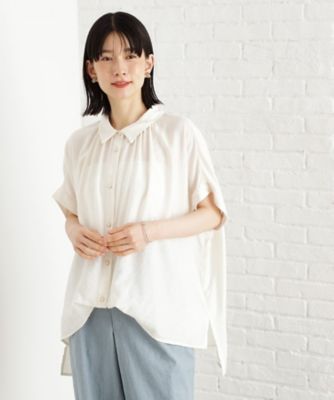 ＜THE SHOP TK (Women)＞ギャザーボリュームシャツ【洗濯機ＯＫ】（２００２４６３０９０）