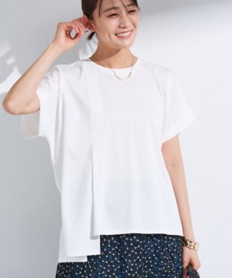 INDIVI S (Women/小さいサイズ)/インディヴィＳ 【洗える／汗ジミ防止】バイカラー＆アシメヘム　Ｔシャツ（２００２４６３０９７）
