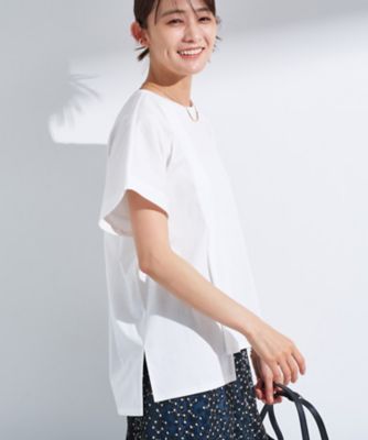 【洗える／汗ジミ防止】バイカラー＆アシメヘム　Ｔシャツ（２００２４６３０９７）