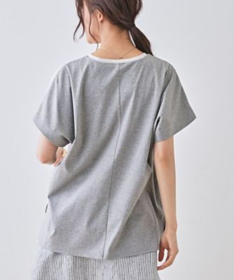 【洗える／汗ジミ防止】バイカラー＆アシメヘム　Ｔシャツ（２００２４６３０９７）