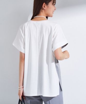 【洗える／汗ジミ防止】バイカラー＆アシメヘム　Ｔシャツ（２００２４６３０９７）