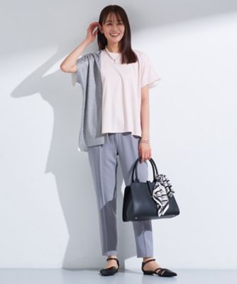 【洗える／汗ジミ防止】バイカラー＆アシメヘム　Ｔシャツ（２００２４６３０９７）