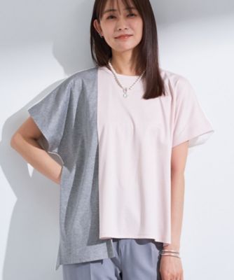 【洗える／汗ジミ防止】バイカラー＆アシメヘム　Ｔシャツ（２００２４６３０９７）