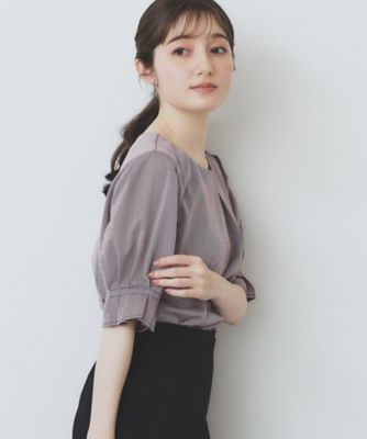 ＜index (Women)＞ストライプジャージタックスリーブトップス【吸水速乾／洗濯機洗い可】（２００２４６３６７１）