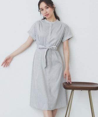 ＜index (Women)＞《ＸＳ－ＬＬサイズ》マルチストライプシャツワンピース【洗濯機洗い可／イージーアイロン／防シワ】（２００２４６３７１５）