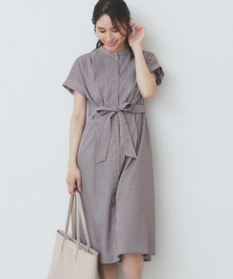 XS－LLサイズ》マルチストライプシャツワンピース【洗濯機洗い可