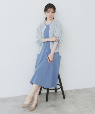 5色展開／S－LLサイズ》シルケットVネックフレアワンピース【接触