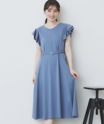 美品 Leja レジャ タグ付き Vネック フレアワンピース sizeL/グレー