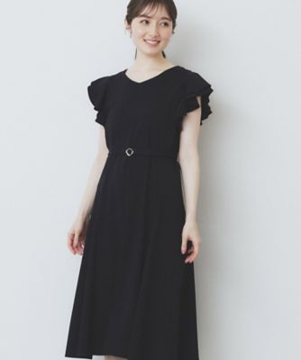 5色展開／S－LLサイズ》シルケットVネックフレアワンピース