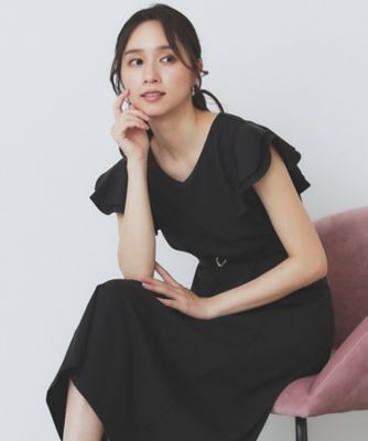Vネックボリュームフレアワンピース フレアワンピース レディース Vネック セール】V neck volume flare one piece / Vネックボリューム