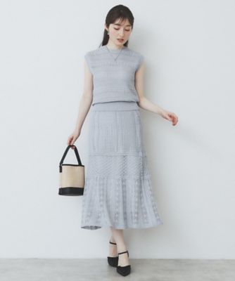 PLEATS PLEASE 美しい透かし編みセットアップ Olu.（オルドット）の「透かし編みナローセットアップ