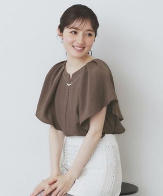 yori キーネック フリル ブラウス トップス 美品 yori キーネックフリルブラウス ネイビー 38 ヨリ - メルカリ