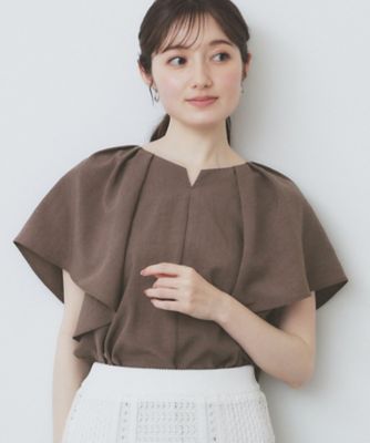 美品　 yori キーネックフリルブラウス ネイビー 38　ヨリ yori キーネックフリルブラウス - メルカリ