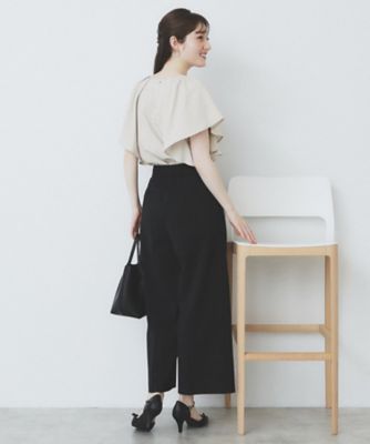 7色展開／S－LLサイズ》フリルタックスリーブキーネック