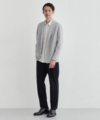 美品♡ レオナール カンカン素材 トリム ジャケット カーディガン 40 Sサイズ～】【尾州織】ショールカラー カーディガン