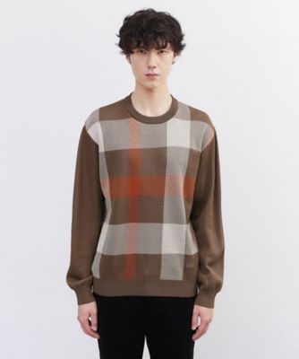 TAKEO KIKUCHI (Men)/タケオキクチ【Made in JAPAN】ビッグチェック & スライドパズル柄 ニット(2002464190) チャ242 トップス【三越伊勢丹/公式】