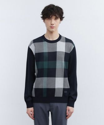 TAKEO KIKUCHI (Men)/タケオキクチ【Made in JAPAN】ビッグチェック & スライドパズル柄 ニット(2002464190) アオ294 トップス【三越伊勢丹/公式】