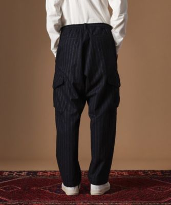 ⭐️新品⭐️ 【TAKEO KIKUCHI 】ストライプパンツ L ネイビータグ付 360°ストレッチ／セットアップ対応】None Of