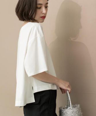 OPAQUE.CLIP (Women)/オペークドットクリップ ボートネックショートＴシャツ【洗濯機洗い可】（２００２４６４７８９）
