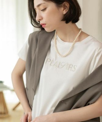 刺繍＆スパンコールロゴTシャツ【洗濯機洗い可