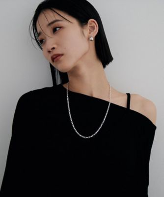 シルバー デザインチェーン ニュアンスケーブルネックレス（55cm 