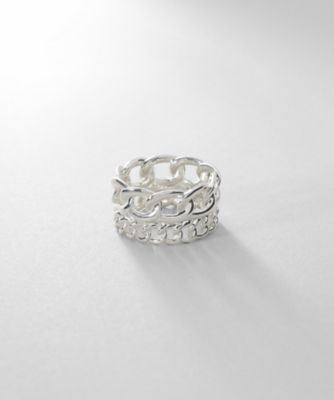 ＜COCOHNIK ONKITSCH (Women)＞シルバー　ダブルカーブチェーンモチーフリング（２００２４６５２９５）