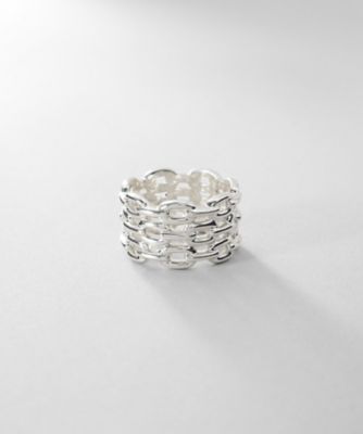 ＜COCOHNIK ONKITSCH (Women)＞シルバー　トリプルＰＣチェーンモチーフリング（２００２４６５３００）