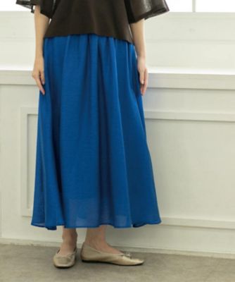 【SALE】OPAQUE.CLIP (Women)/オペークドットクリップ 麻混シアーギャザーフレアスカート(2002465357) アオ093 ロングスカート【三越伊勢丹/公式】