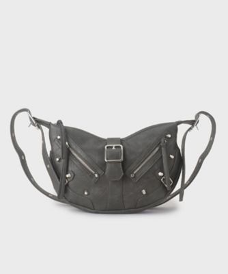 OUAT ショルダーバッグ ダークグレー FANCYシリーズ】スタッズクレセントショルダーバッグ