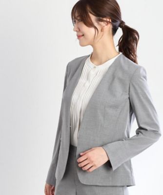 洗える／セットアップ可】ノーカラージャケット（2002465767