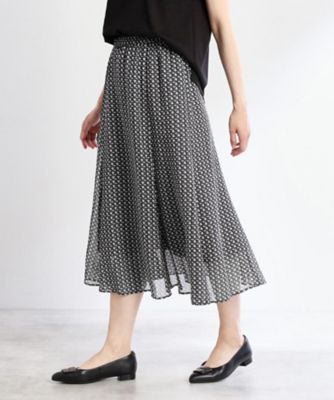 Reflect (Women)/リフレクト 【WEB先行カラーあり/マシンウォッシュ可/ウエスト総ゴム/秋まで着られる◎】コツキ幾何柄ロングスカート(2002465778)