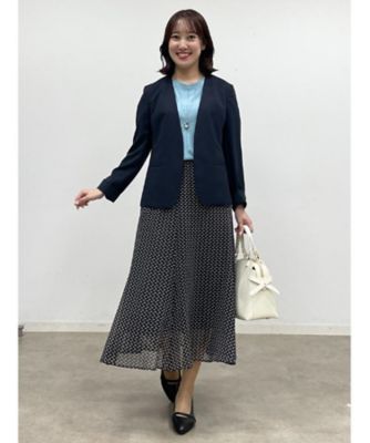 【ＷＥＢ先行カラーあり／マシンウォッシュ可／ウエスト総ゴム／秋まで着られる◎】コツキ幾何柄ロングスカート（２００２４６５７７８）