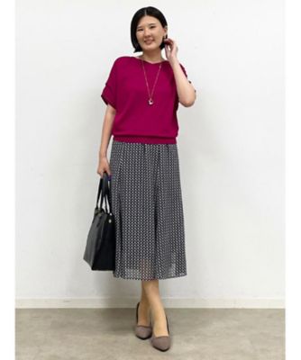 【ＷＥＢ先行カラーあり／マシンウォッシュ可／ウエスト総ゴム／秋まで着られる◎】コツキ幾何柄ロングスカート（２００２４６５７７８）