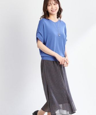 【ＷＥＢ先行カラーあり／マシンウォッシュ可／ウエスト総ゴム／秋まで着られる◎】コツキ幾何柄ロングスカート（２００２４６５７７８）