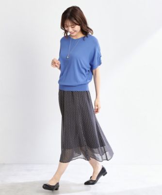 【ＷＥＢ先行カラーあり／マシンウォッシュ可／ウエスト総ゴム／秋まで着られる◎】コツキ幾何柄ロングスカート（２００２４６５７７８）
