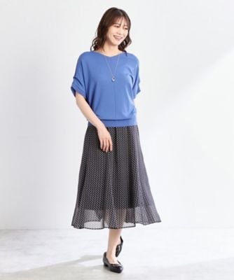 【ＷＥＢ先行カラーあり／マシンウォッシュ可／ウエスト総ゴム／秋まで着られる◎】コツキ幾何柄ロングスカート（２００２４６５７７８）