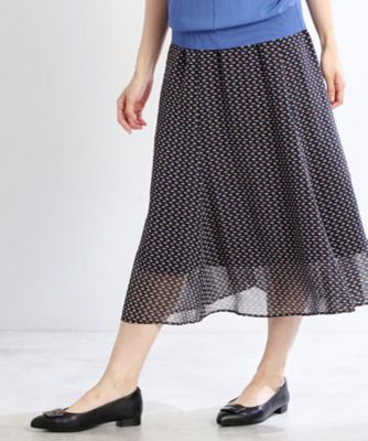 【ＷＥＢ先行カラーあり／マシンウォッシュ可／ウエスト総ゴム／秋まで着られる◎】コツキ幾何柄ロングスカート（２００２４６５７７８）