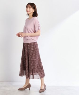 【ＷＥＢ先行カラーあり／マシンウォッシュ可／ウエスト総ゴム／秋まで着られる◎】コツキ幾何柄ロングスカート（２００２４６５７７８）