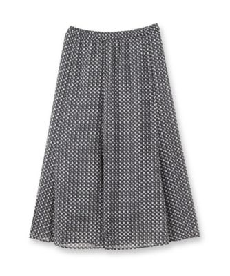 【ＷＥＢ先行カラーあり／マシンウォッシュ可／ウエスト総ゴム／秋まで着られる◎】コツキ幾何柄ロングスカート（２００２４６５７７８）