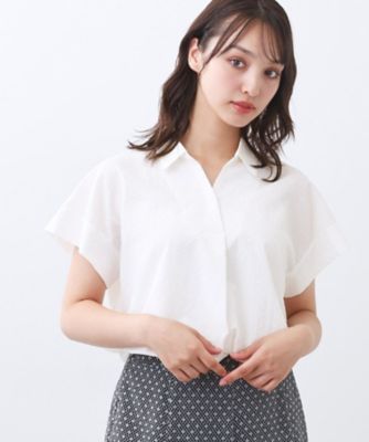 プロセスドコットン ピンタックフレンチスリーブブラウス