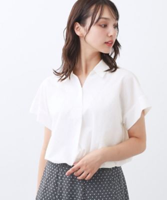 二の腕さりげなくカバー／風通し◎／涼しく着られる】シャツ衿