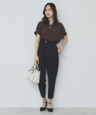 《７色展開／ＸＳ－ＬＬサイズ》タックスリーブスキッパーブラウス【洗濯機洗い可／吸水速乾／抗ピル／防シワ／イージーアイロン】（２００２４６６４