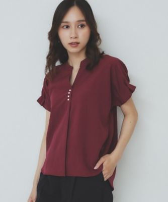 《７色展開／ＸＳ－ＬＬサイズ》タックスリーブスキッパーブラウス【洗濯機洗い可／吸水速乾／抗ピル／防シワ／イージーアイロン】（２００２４６６４