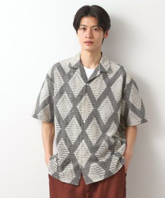 ＜THE SHOP TK (Men)＞ダイヤ柄プリント半袖シャツ【洗濯機ＯＫ／オーバーサイズ】（２００２４６６６３０）
