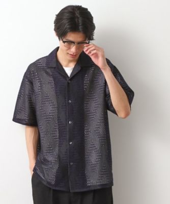 ダイヤ柄プリント半袖シャツ【洗濯機ＯＫ／オーバーサイズ】（２００２４６６６３０）