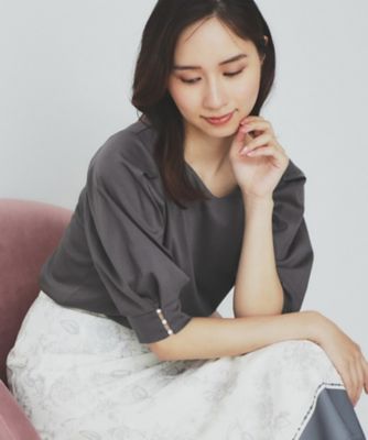 ＜index (Women)＞《５色展開》Ｖネックタックパフスリーブトップス【洗濯機洗い可／ＵＶケア／接触冷感】（２００２４６６６４２）