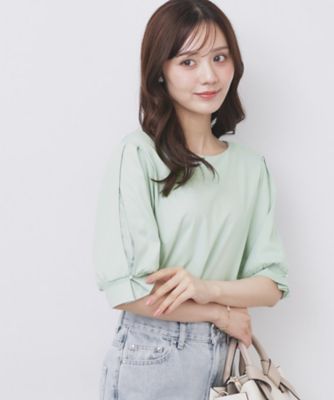 【SALE】index (Women)/インデックス レースドッキングスリーブトップス【洗濯機洗い可/UVケア】(2002466643) グリーン021 【三越伊勢丹/公式】