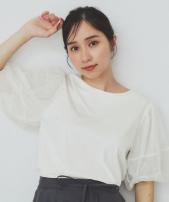 ＜index (Women)＞チュールドッキングバルーントップス【洗濯機洗い可／接触冷感】（２００２４６６６４６）
